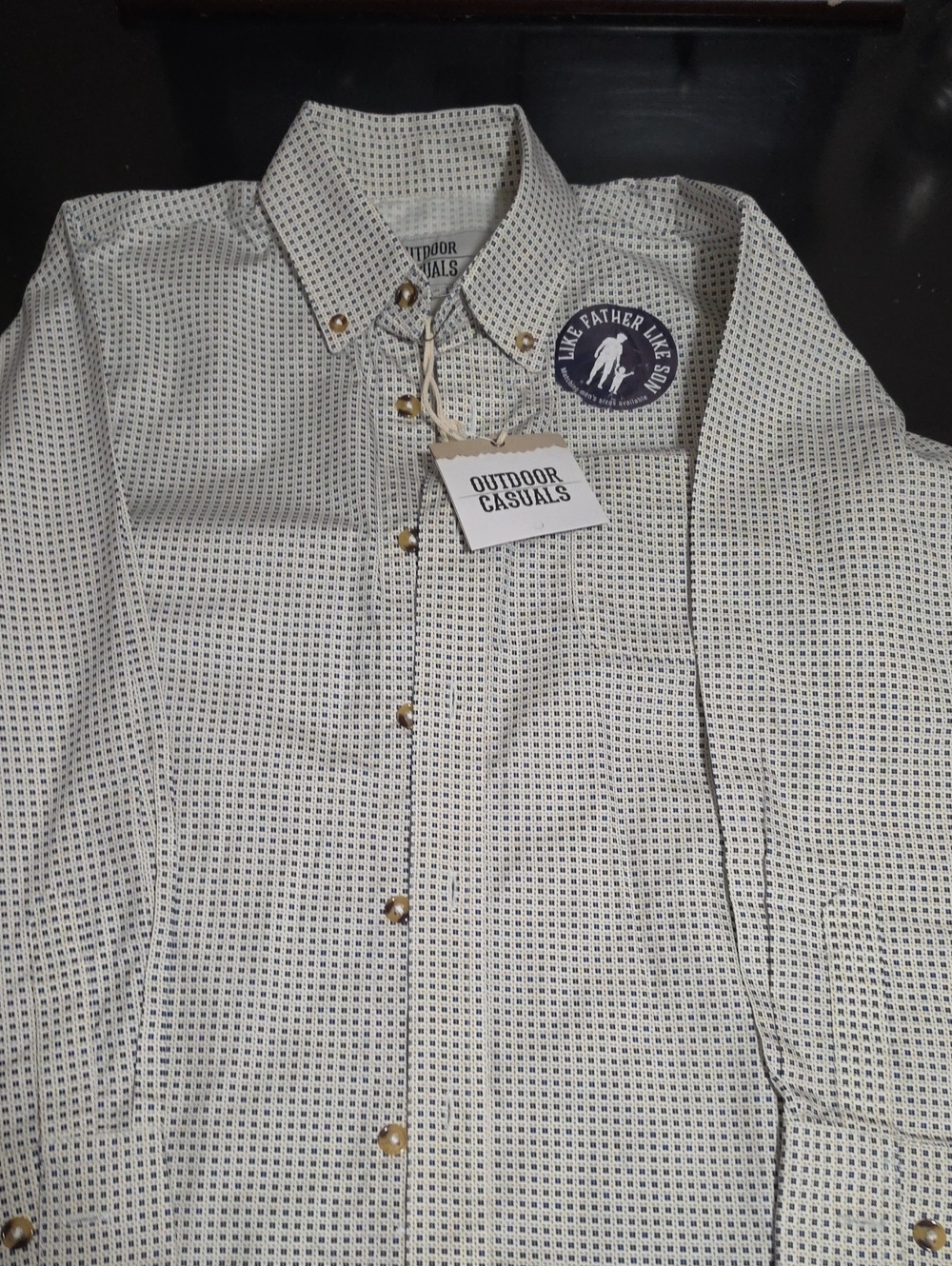 Men's White Patterned Button-Down Shirt